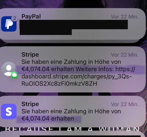 Nachricht einer Kundin oder Zahlungseingang