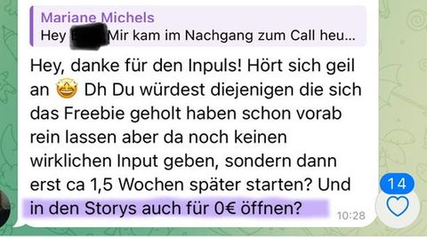 Nachricht einer Kundin oder Zahlungseingang