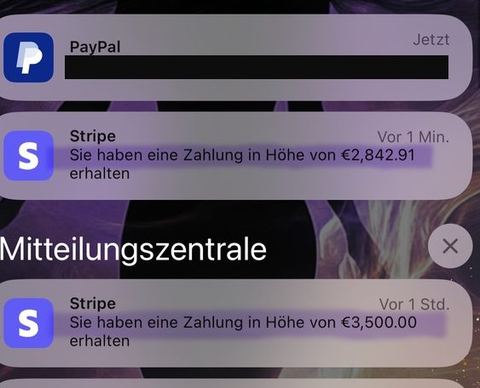 Nachricht einer Kundin oder Zahlungseingang