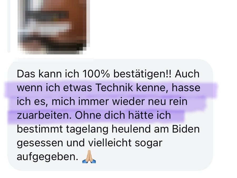 Nachricht einer Kundin: Ohne dich hätte ich aufgegeben